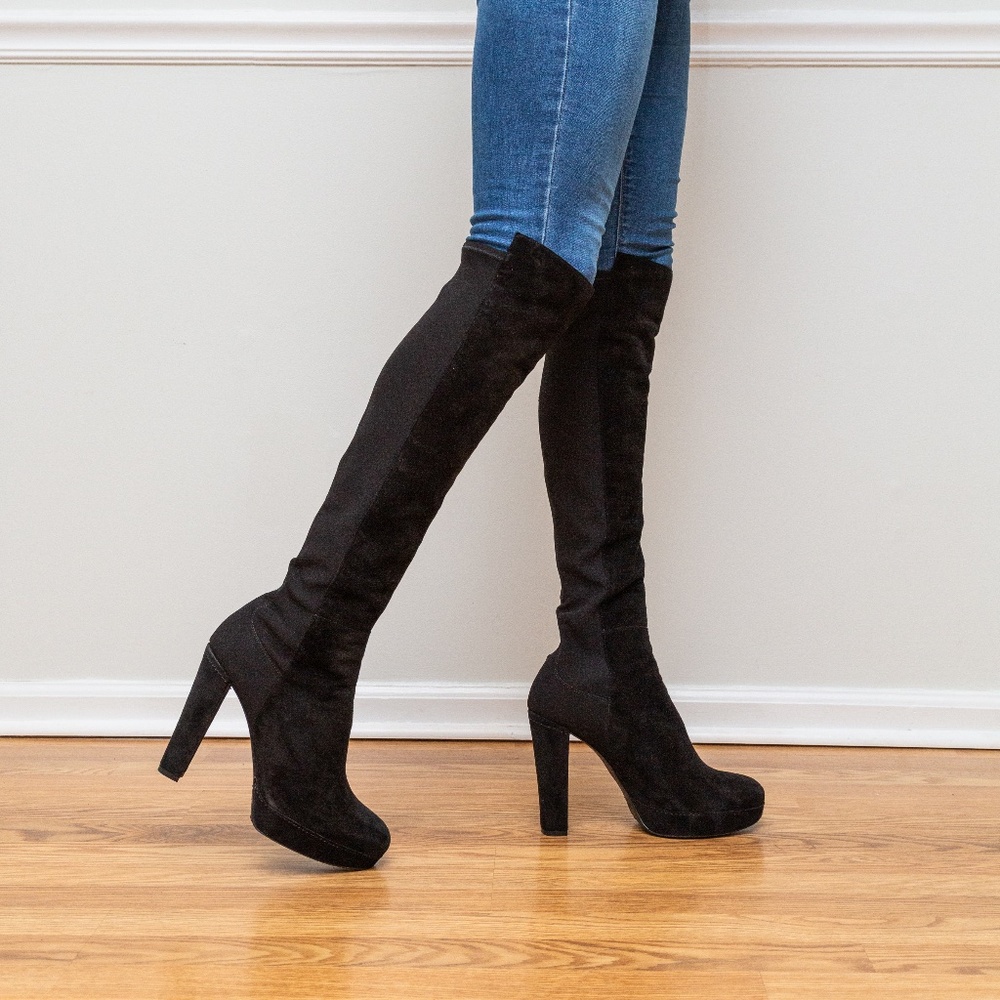Stuart Weitzman Demistrong Black Suede Boots